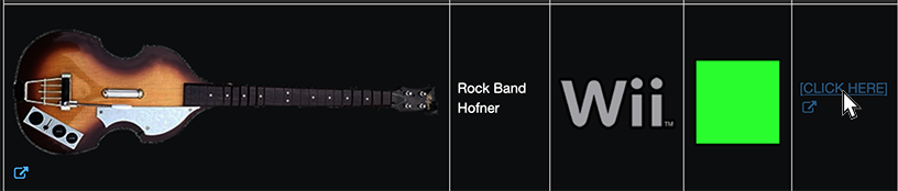 A screenshot of the instrument mapping page, showing the cursor over the "Click Here" menu.