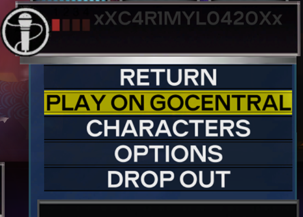 A screenshot of Rock Band 3 with "Play on GoCentral" selected