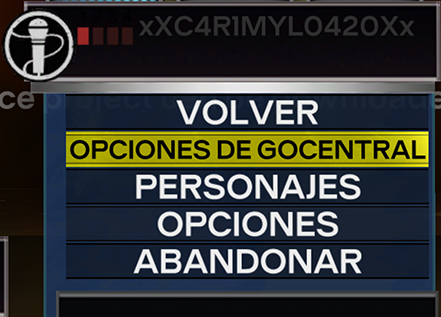 Una captura de Rock Band 3 con "Opciones de GoCentral" seleccionado.