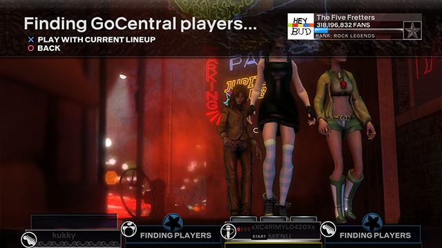 A screenshot of Rock Band 3 in a multiplayer lobby.