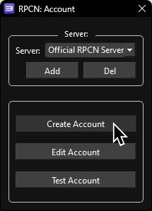 A screenshot of RPCS3's RPCN: Account menu with "Create Account" highlighted