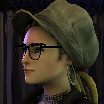 A screenshot of Rock Band 3, with a character showing the Knock 'Em Dreads hat.