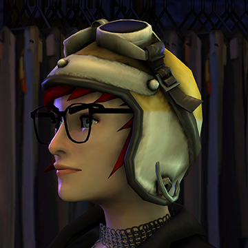 A screenshot of Rock Band 3, with a character showing the Speed Demon hat.