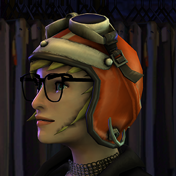 A screenshot of Rock Band 3, with a character showing the Stripe Tease Helmet hat.