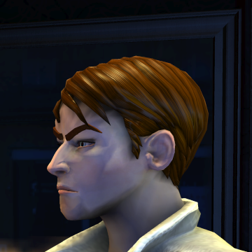 A screenshot of Rock Band 3, with a character showing the Dapper Dan (Left Part) haircut.