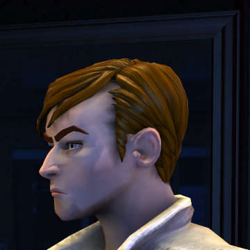 A screenshot of Rock Band 3, with a character showing the Dapper Dan (Right Part) haircut.