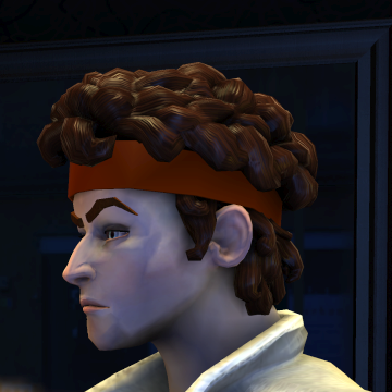 A screenshot of Rock Band 3, with a character showing the Mandana haircut.