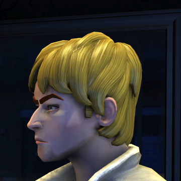 A screenshot of Rock Band 3, with a character showing the Messy Mop haircut.