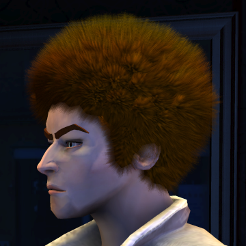 A screenshot of Rock Band 3, with a character showing the The Natural haircut.