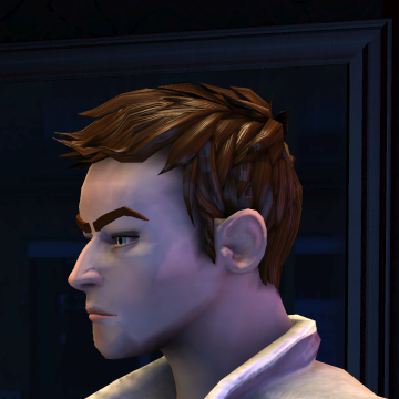 A screenshot of Rock Band 3, with a character showing the Totally Generic haircut.