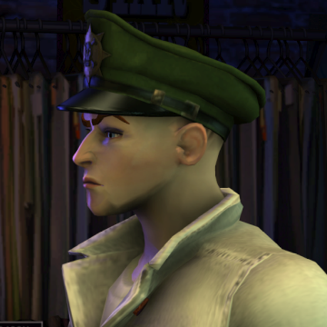 A screenshot of Rock Band 3, with a character showing the Wool Bully Cap hat.