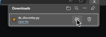 A screenshot of "dx_discordrp.py" in a browser's downloads.