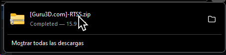 Una captura con el archivo .zip de RTSS que contiene el instalador.